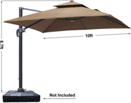 Shatchi 3M Burgundy Square Parasol With Cross Base And 77mm Aluminium Pole Sun Shade Garden Outdoor - thumbnail 9