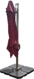 Shatchi 3M Burgundy Square Parasol With Cross Base And 77mm Aluminium Pole Sun Shade Garden Outdoor - thumbnail 3