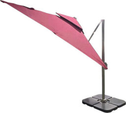 Shatchi 3M Burgundy Square Parasol With Cross Base And 77mm Aluminium Pole Sun Shade Garden Outdoor - thumbnail 2