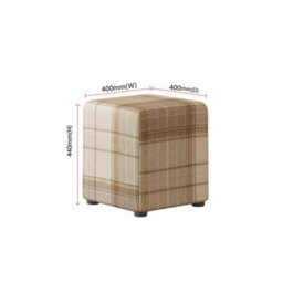 Tartan Fabric Cube Seating Tartan - Natural Cream - thumbnail 2