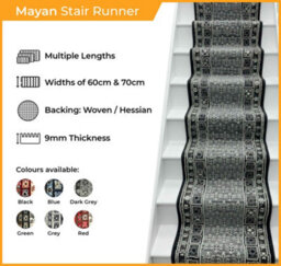 Mayan Stair Runner - Soft & Durable Carpet Runner For Stairs & Staircases, Multiple Lengths - thumbnail 2