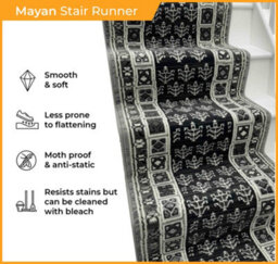 Mayan Stair Runner - Soft & Durable Carpet Runner For Stairs & Staircases, Multiple Lengths - thumbnail 3