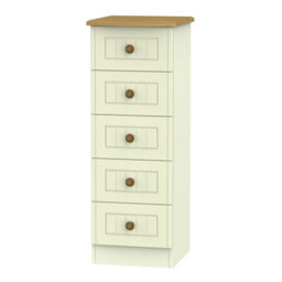 Vittoria Ready Assembled Matt Cream Oak Effect 5 Drawer Chest (H)1075mm (W)395mm (D)415mm
