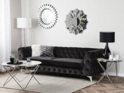 Beliani Sofa 3 Seater Sotra Velvet Black - thumbnail 2