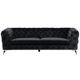 Beliani Sofa 3 Seater Sotra Velvet Black - thumbnail 1
