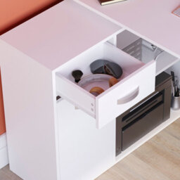 Lassic Vida Designs Longton White Adjustable L-Shaped Computer Desk With Shelves, Drawer And Door - thumbnail 5