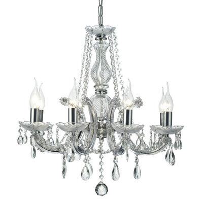 Luminosa Lighting Luminosa Gabrielle Chandelier Acrylic Sconce & Glass Crystal Droplets 8 Light E14 Polished Chrome Finish - image 1