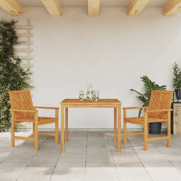 Berkfield Garden Dining Set 3 Pcs Brown 90 X 90 X 74 Cm Solid Acacia Wood - thumbnail 4