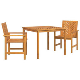 Berkfield Garden Dining Set 3 Pcs Brown 90 X 90 X 74 Cm Solid Acacia Wood - thumbnail 2