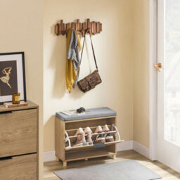 Sobuy Fsr199-N,shoe Storage Bench Seat Wooden Shoe Rack Cabinet Flip Drawer,padded Cushion,wood Veneer - thumbnail 4