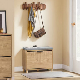Sobuy Fsr199-N,shoe Storage Bench Seat Wooden Shoe Rack Cabinet Flip Drawer,padded Cushion,wood Veneer - thumbnail 2