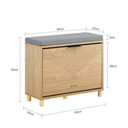 Sobuy Fsr199-N,shoe Storage Bench Seat Wooden Shoe Rack Cabinet Flip Drawer,padded Cushion,wood Veneer - thumbnail 3