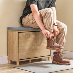 Sobuy Fsr199-N,shoe Storage Bench Seat Wooden Shoe Rack Cabinet Flip Drawer,padded Cushion,wood Veneer - thumbnail 6