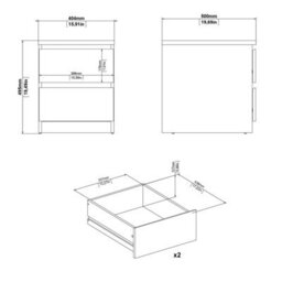 Wyld Haus Budapest Bedside Table Concrete Effect & Matt White, 2 Drawers - thumbnail 8