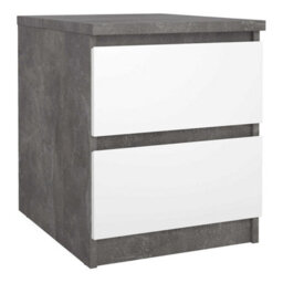 Wyld Haus Budapest Bedside Table Concrete Effect & Matt White, 2 Drawers - thumbnail 2