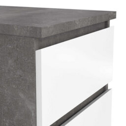 Wyld Haus Budapest Bedside Table Concrete Effect & Matt White, 2 Drawers - thumbnail 6