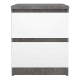 Wyld Haus Budapest Bedside Table Concrete Effect & Matt White, 2 Drawers - thumbnail 3