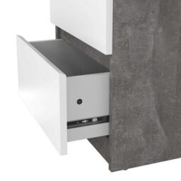 Wyld Haus Budapest Bedside Table Concrete Effect & Matt White, 2 Drawers - thumbnail 7