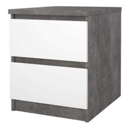 Wyld Haus Budapest Bedside Table Concrete Effect & Matt White, 2 Drawers - thumbnail 4