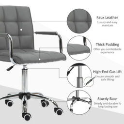 Vinsetto Mid Back Home Office Chair Swivel Computer Chair With Armrests, Grey - thumbnail 6