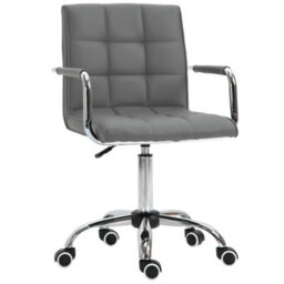 Vinsetto Mid Back Home Office Chair Swivel Computer Chair With Armrests, Grey - thumbnail 2