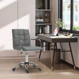 Vinsetto Mid Back Home Office Chair Swivel Computer Chair With Armrests, Grey - thumbnail 1