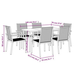 Berkfield 7 Piece Garden Dining Set Black Textilene And Steel - thumbnail 9