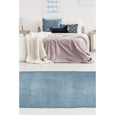 Melrose Super Soft Venus Shaggy Snuggly Plain Denim X-Large Area Rug 200/290Cm - image 1