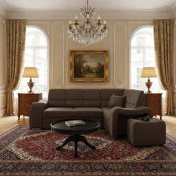 Wakiki Upholstered Corner Sofa Bed With Two Ottomans Left Or Right Storage Dolphin Mechanism 260X96X190Cm Brown Right - thumbnail 2