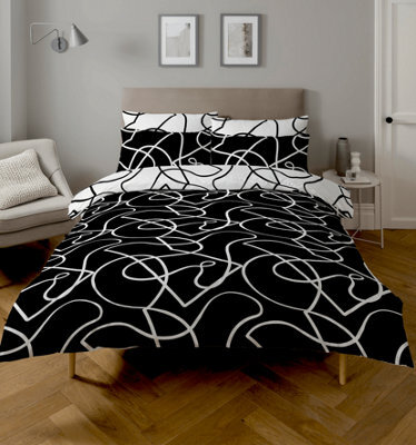 Copenhagen Home Pablo Reversible Single Duvet Cover Set With Pillowcases - Monochrome - image 1
