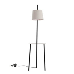 Darphe Modern Minimalist Tray Floor Lamp,living Room Floor Lamp With Side Table,linen Lampshade And Foot Switch - thumbnail 2