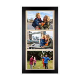 AK Frames 16X8 Matte Black Modern Multi Photo Frame With Ivory Mount - Holds 3 Apertures (3X) 7X5 Photos - thumbnail 1
