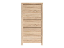 Arte Kaspian Sonoma Slender 5-Drawer Tower - Natural Wood Bedroom Organiser - thumbnail 2