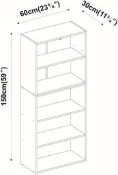 Urbn-Living Urbnliving Wide 5 Tier Bookcase  Deep Modern Storage Shelf For Living & Dining Room Display - thumbnail 2