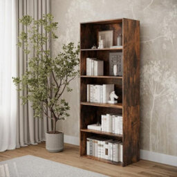 Urbn-Living Urbnliving Wide 5 Tier Bookcase  Deep Modern Storage Shelf For Living & Dining Room Display - thumbnail 3