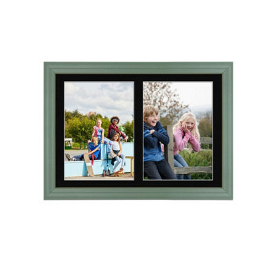 AK Frames 20X14 Green Classic Multi Photo Frame With Black Mount - Holds 2 Apertures (2X) A4 Photos - image 1