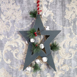 Shatchi Wooden Hanging Decoration Star Shape Green 18X1.2X26 Cm - thumbnail 5