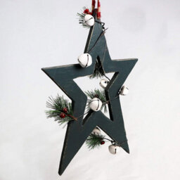Shatchi Wooden Hanging Decoration Star Shape Green 18X1.2X26 Cm - thumbnail 6