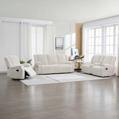 More4Homes Verona 3+2+1 Jumbo Cord Manual Recliner Sofa Set (Beige) - image 1
