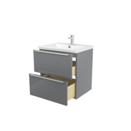 GoodHome Imandra Matt Grey Wall-Mounted Vanity Unit & Basin Set With 2 Chrome Effect Handle (W)604mm (H)575mm - thumbnail 1