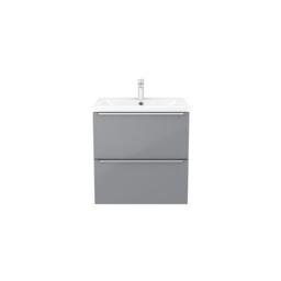 GoodHome Imandra Matt Grey Wall-Mounted Vanity Unit & Basin Set With 2 Chrome Effect Handle (W)604mm (H)575mm - thumbnail 4