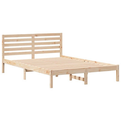 Berkfield Modern With Headboard Brown 140 X 220 Cm Solid Pine Wood