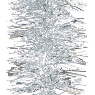 Shatchi 1.8M/6Ft  Luxury Deluxe Chunky Christmas Tinsel Garland Xmas Tree Decorations, One Silver - image 1
