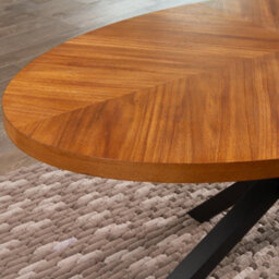 Dosenna Oval Dining Table Set With 4 Rimini Fabric Chairs - Brown - thumbnail 4
