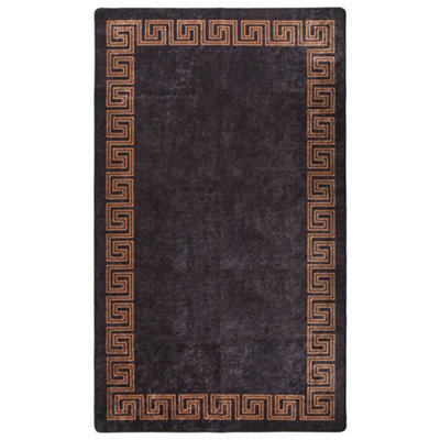 Berkfield Rug Washable 190X300 Cm Black And Gold Anti Slip