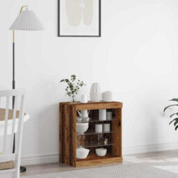 Berkfield Sideboard With Led Lights Old Wood 60,5X37X67 Cm