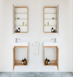 Impact Furniture Bathroom Mirror Cabinet Mirrored Wall Unit 400mm Slimline Cupboard Narrow Storage Sonoma Oak Avir - thumbnail 9