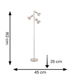 Valuelights Albie Silver Metal 3 Arm Spotlight Head Adjustable Floor Lamp For Living Room - thumbnail 6
