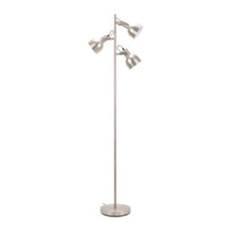 Valuelights Albie Silver Metal 3 Arm Spotlight Head Adjustable Floor Lamp For Living Room