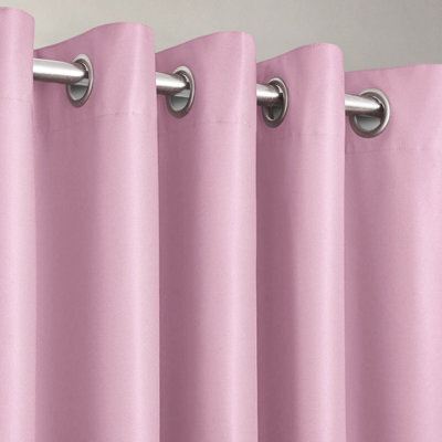 Velosso Manhattan Thermal Blackout Ready Made Eyelet Curtains - Baby Pink